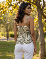 Lime Leaf Abstract Top - Handwoven Silk Muslin