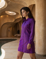 Handwoven Cotton Mulberry Silk Shirt Dress