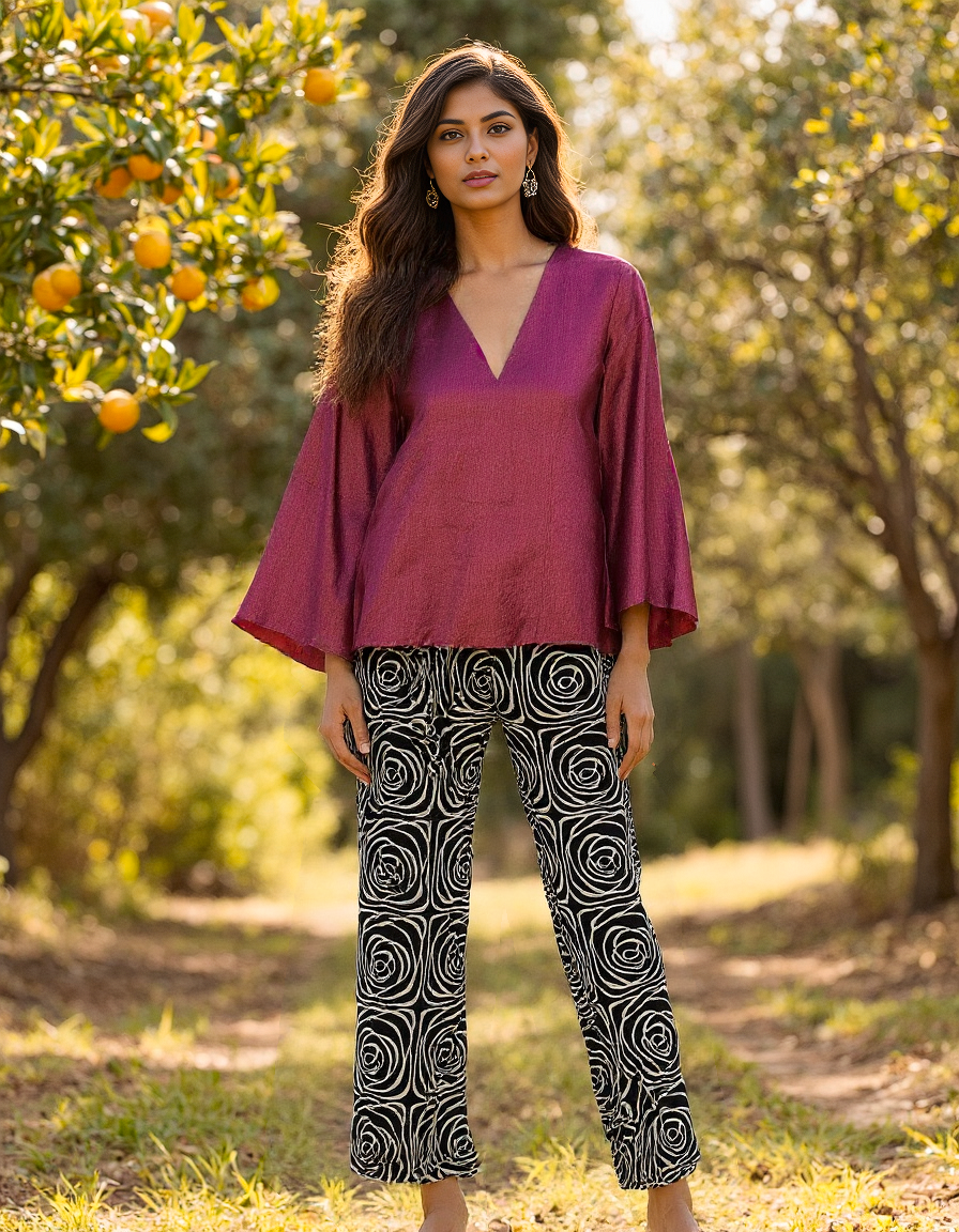 Handwoven Summer Silk Rosebud Co-ord Set