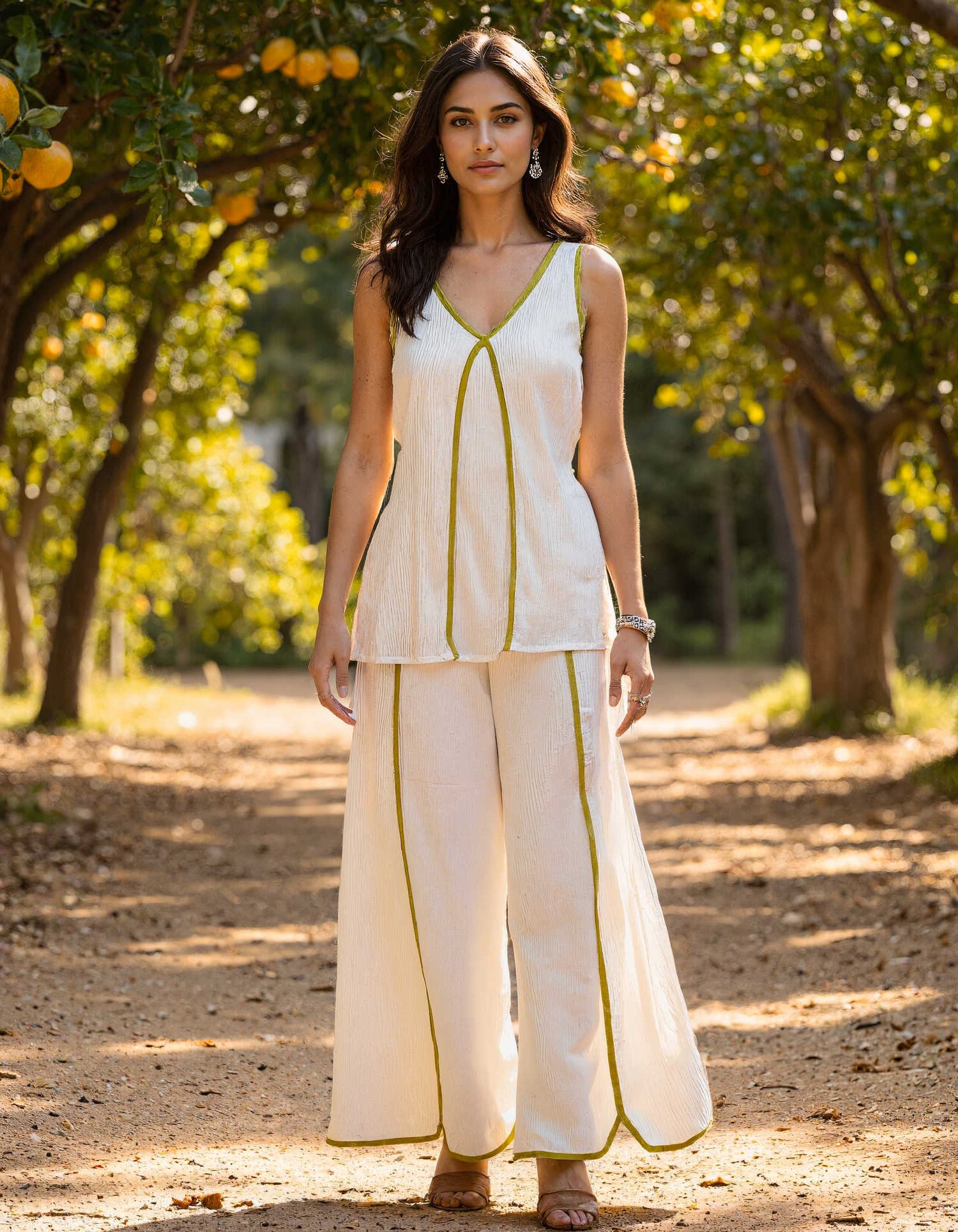 Handwoven crushed Lime &amp; Citrus Coord set