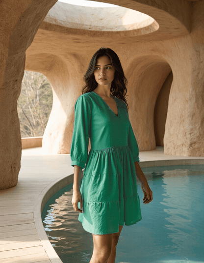 Handwoven Parakeet Drop Hem Dress