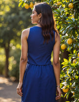 Cobalt Bloom - Handwoven Vest &amp; Skirt Set
