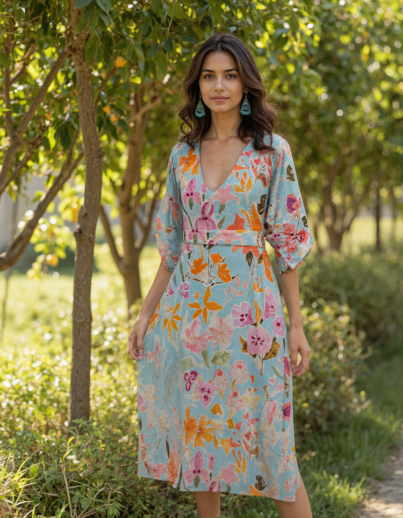 Handwoven Muslin Flora Wrap Dress