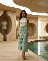Handwoven Wrap Pencil Skirt