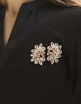 Black Balloon Sleeve Crystal Top
