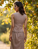 Earth Linen - Handwoven Vest And Skirt Set