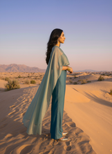 Teal Reviere Cape Dress