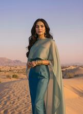 Teal Reviere Cape Dress