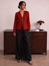 Handwoven Cotton Rust Brunch Run Kimono Top