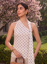 Polka Buckle Sash Halter Top
