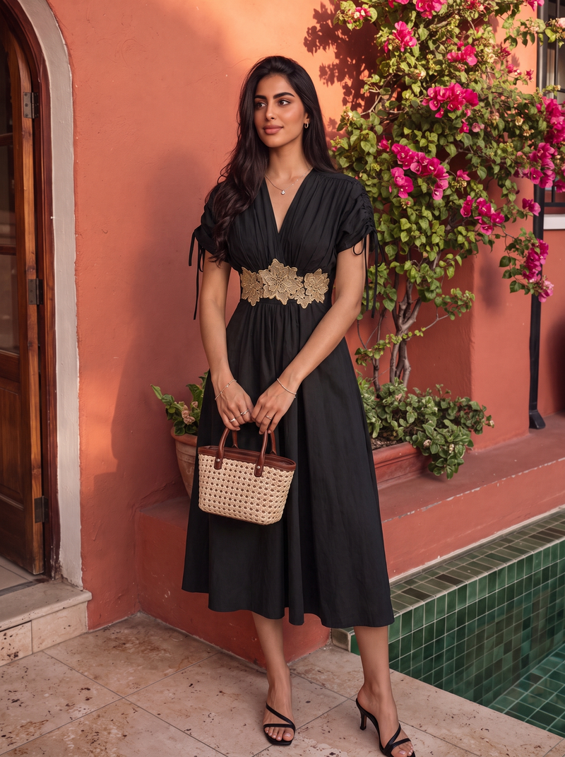 Handwoven Cotton Midnight Bloom Dress