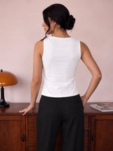 Handwoven Cotton White Meeting to Martini Knot Top