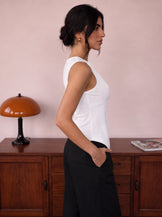 Handwoven Cotton White Meeting to Martini Knot Top