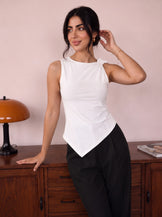 Handwoven Cotton White Meeting to Martini Knot Top