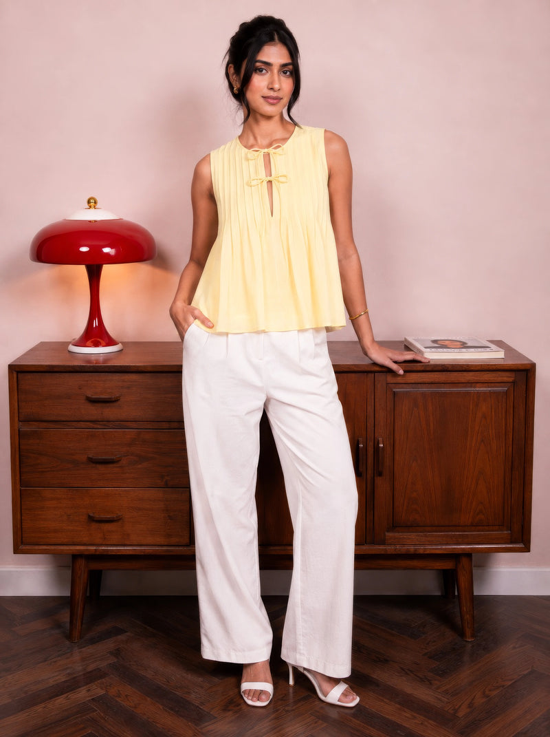 Handwoven Cotton Sunbutter Coquette Bow Top