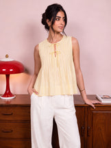 Handwoven Cotton Sunbutter Coquette Bow Top