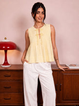 Handwoven Cotton Sunbutter Coquette Bow Top