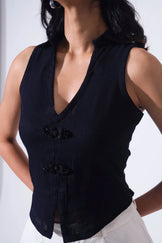 Handwoven Jute Reverie Midnight Vest Top