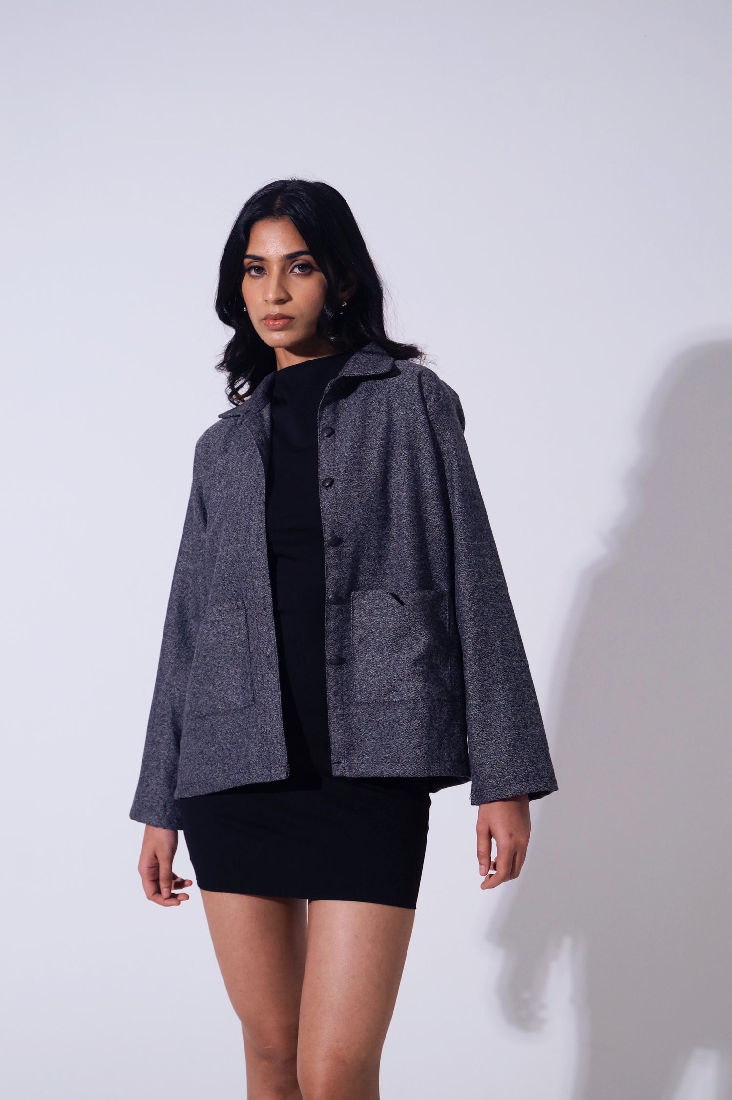 Woven Wool Graphite Jacket