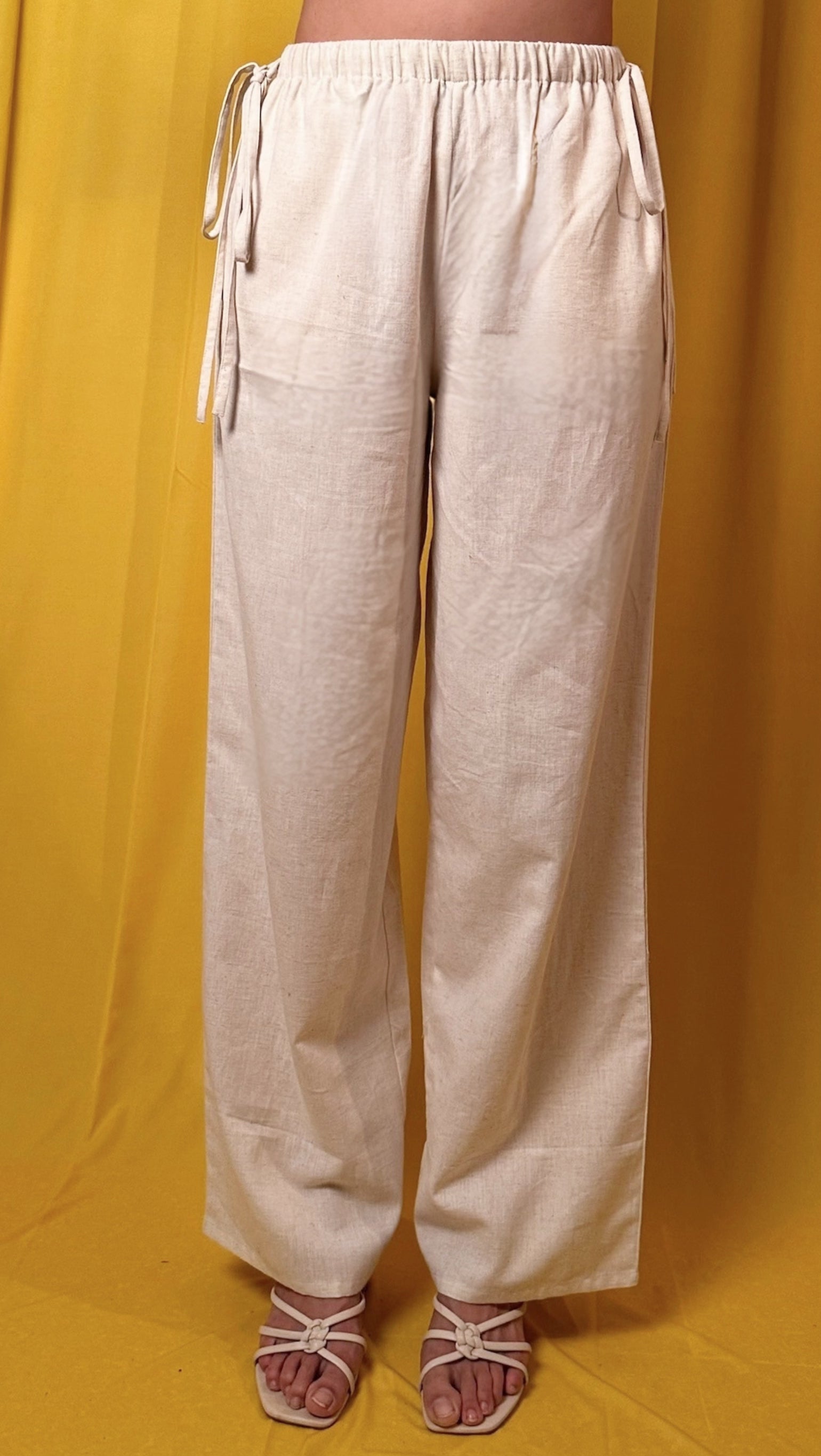 Beige Drawstring Trousers