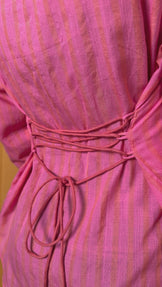 Handwoven Cotton Pink &amp; Peach Bloom Shirt