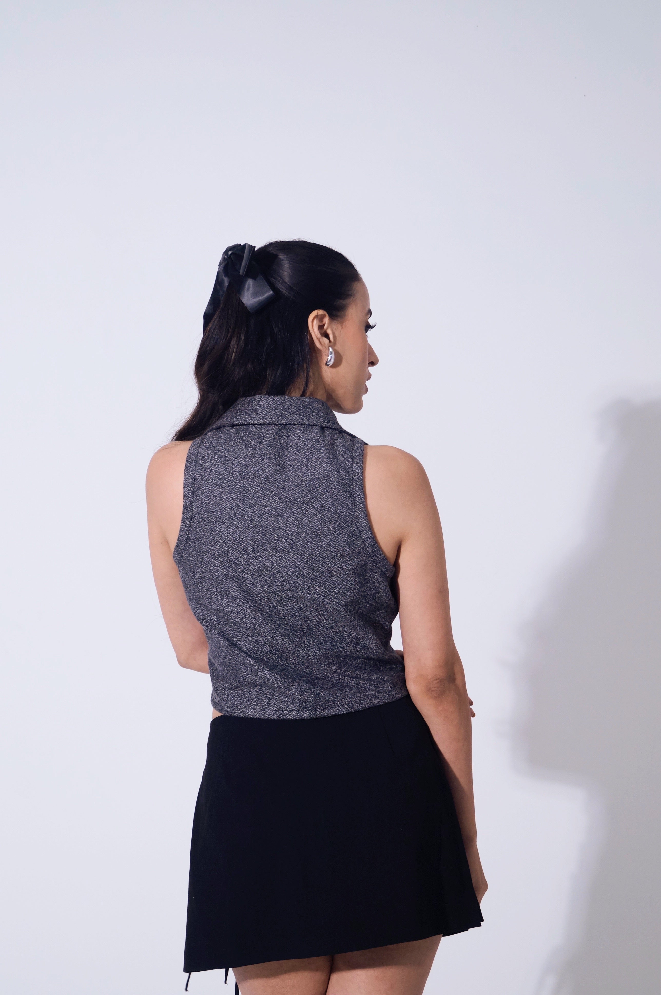 Woven wool Graphite Vest top