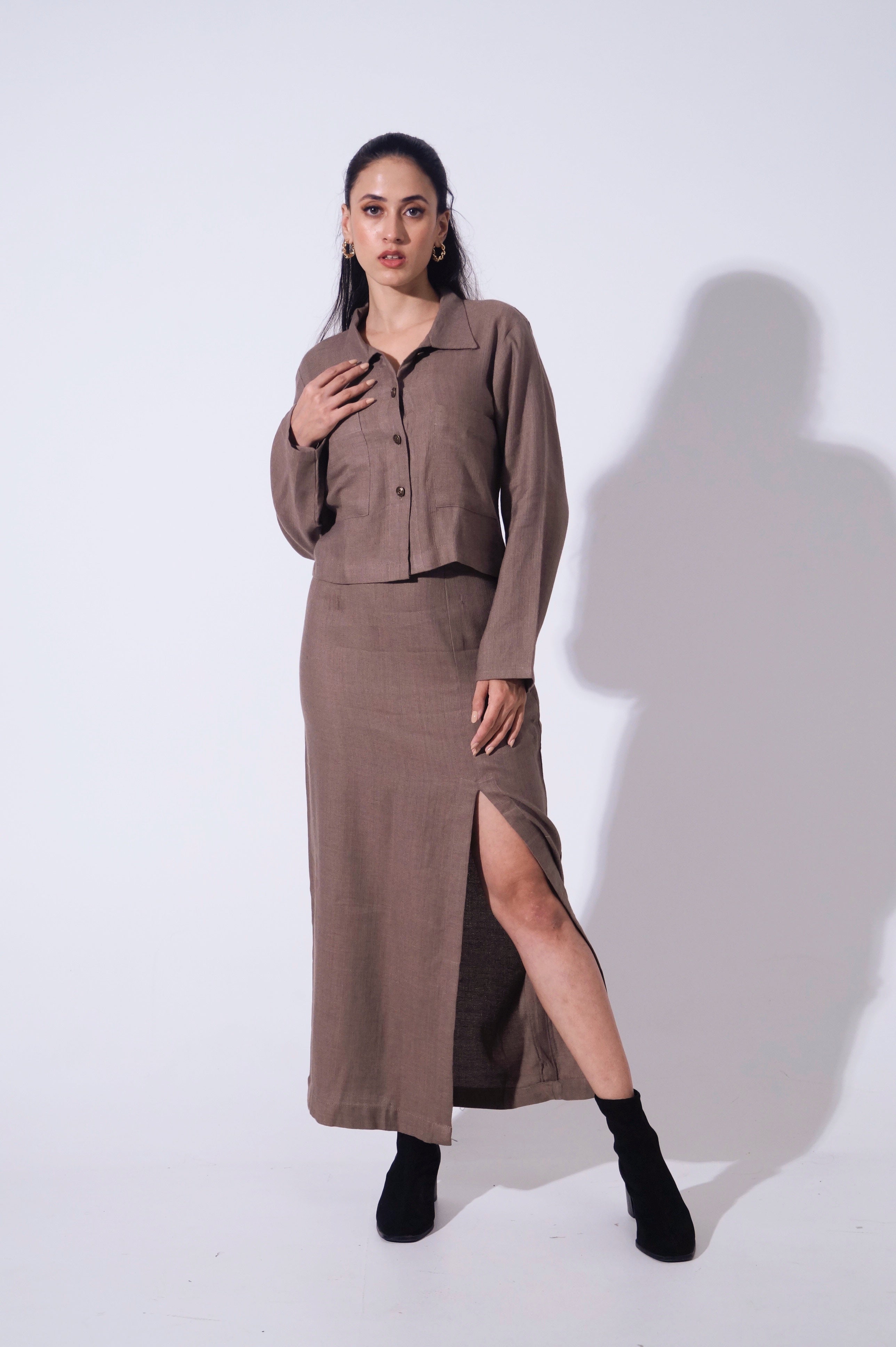 Reverie Jute - Mocha Top &amp; long skirt