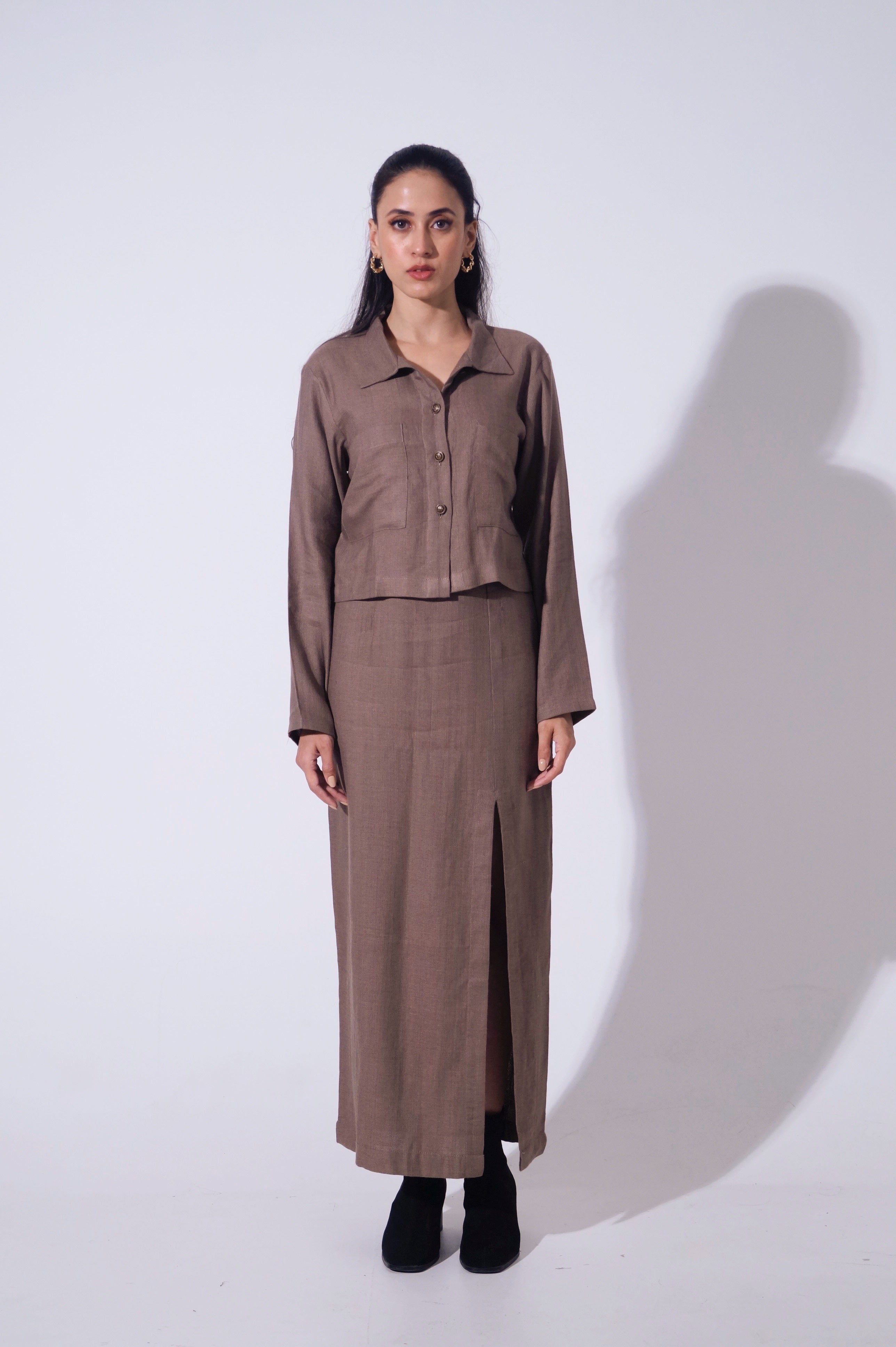 Reverie Jute - Mocha Top &amp; long skirt