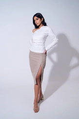Handwoven wool statement skirt