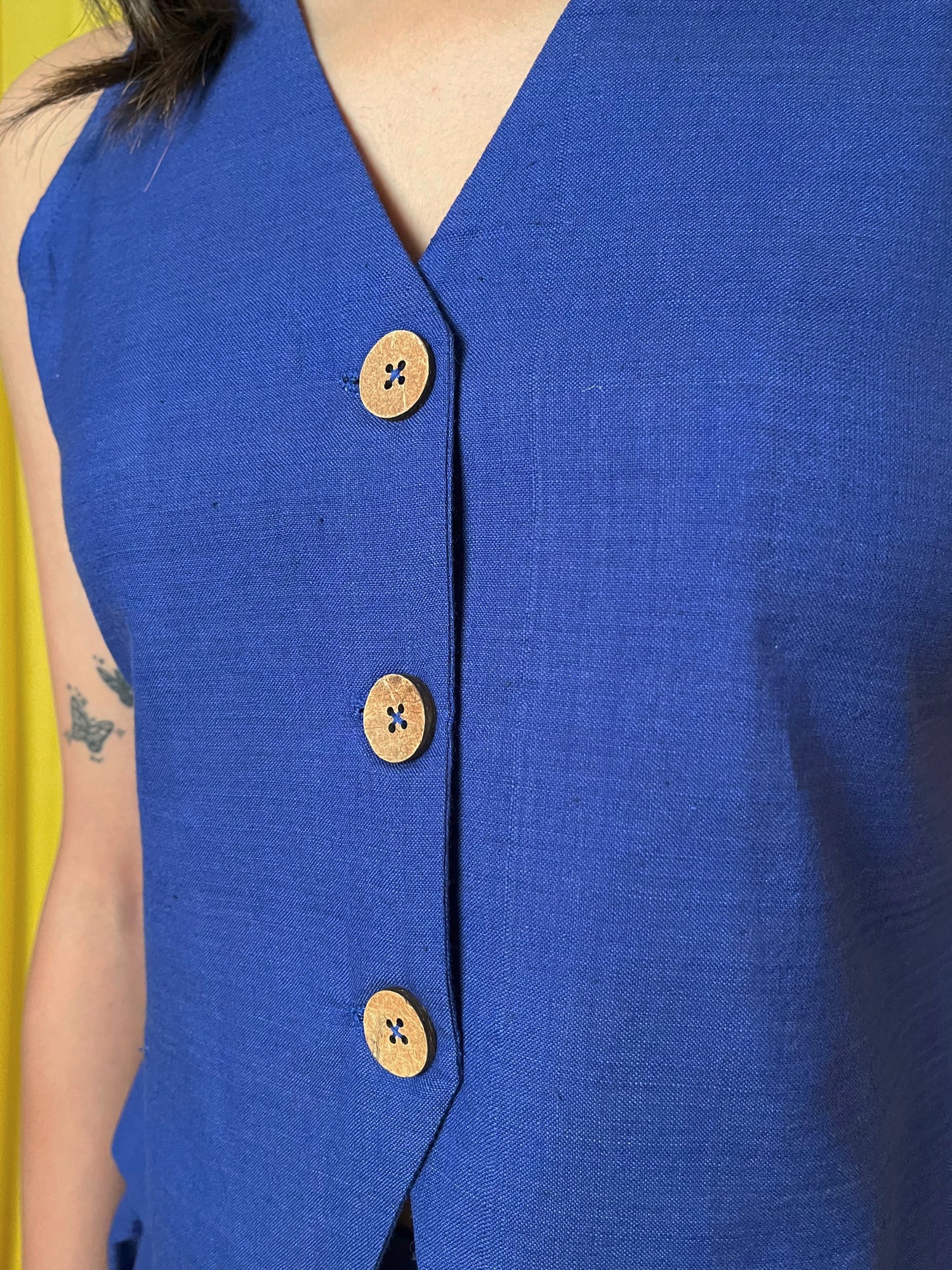 Handwoven Cobalt Blue Vest and Long Skirt