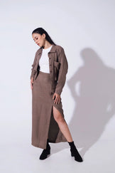 Handwoven Reverie Jute - Mocha Top &amp; long skirt