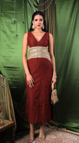Handwoven Garnet Maroon Statement Dress