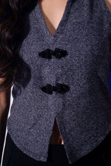 Handwoven wool Graphite Vest top