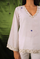 Handwoven Moonstone Ivory Top