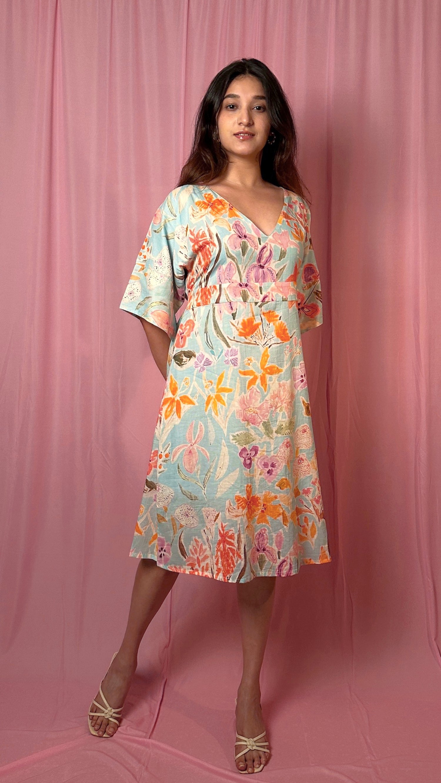Handwoven Floral Wrap Dress