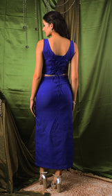 Handwoven Sapphire Corset &amp; Skirt Set