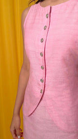 Handwoven Linen Pink Vest Top