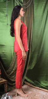 Handwoven Ruby Pink Silk Top