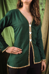 Handwoven Emerald and Onyx Co-ord Set