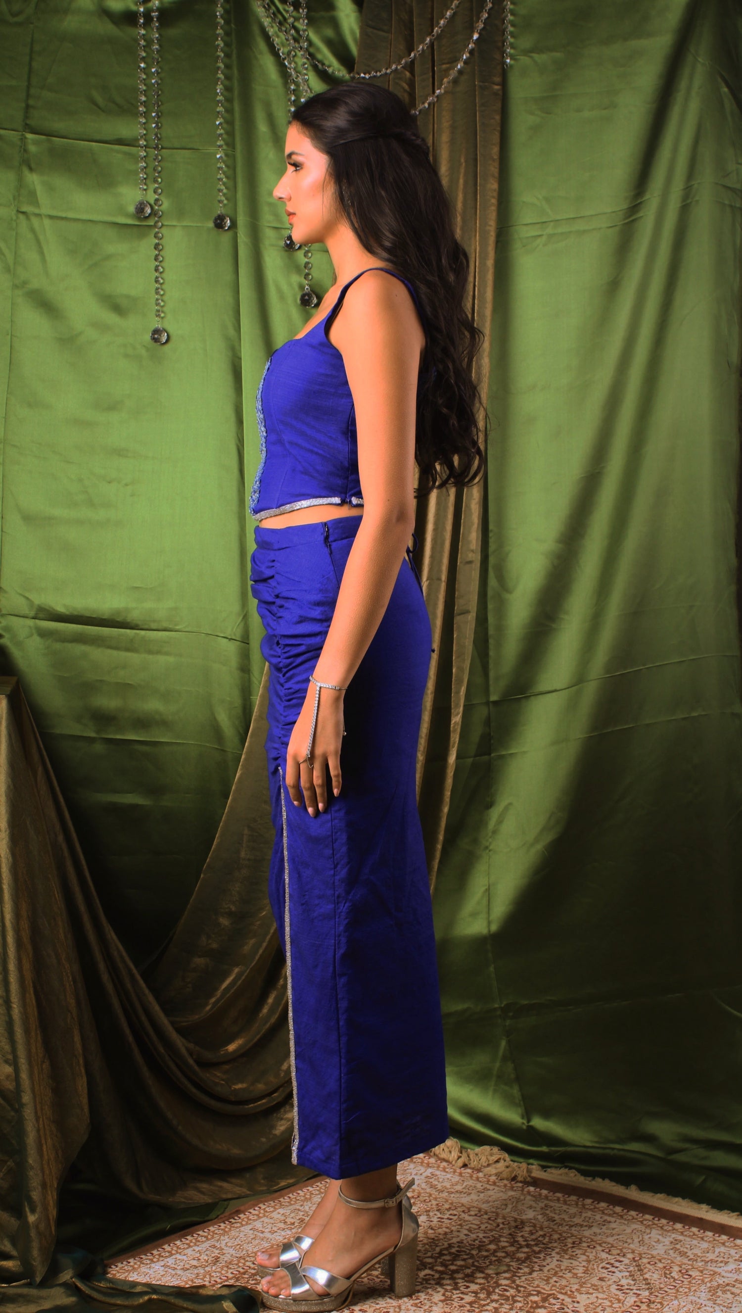 Handwoven Sapphire Ruched Skirt
