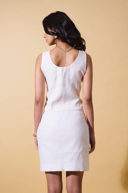 Handwoven Reverie Jute - Ivory Skirt &amp; Top Set